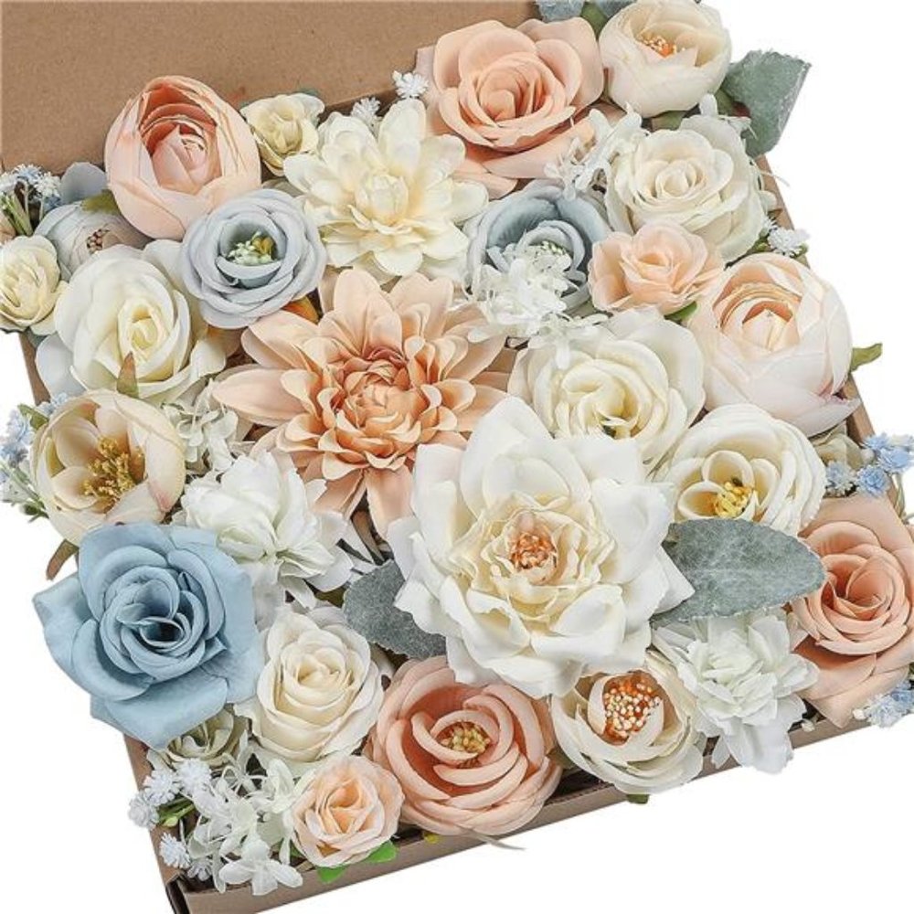 75pc Artificial Flowers Box Set DIY Bouquets Centerpieces Faux Flowers Combo